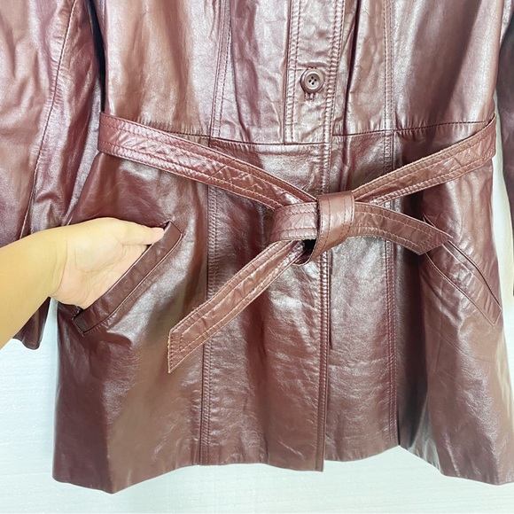 Classic Directions Leather Chestnut Button Front Fully Lined Leather Jacket Sz12 - Picture 3 of 12